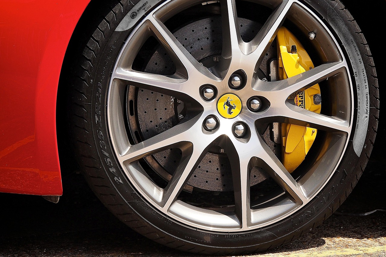 Performance tyre on a sports car